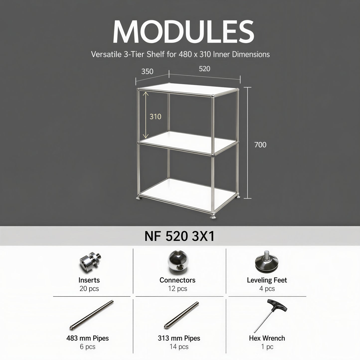 Mid-Century Extendable DIY 2-Tier Modular Shelf