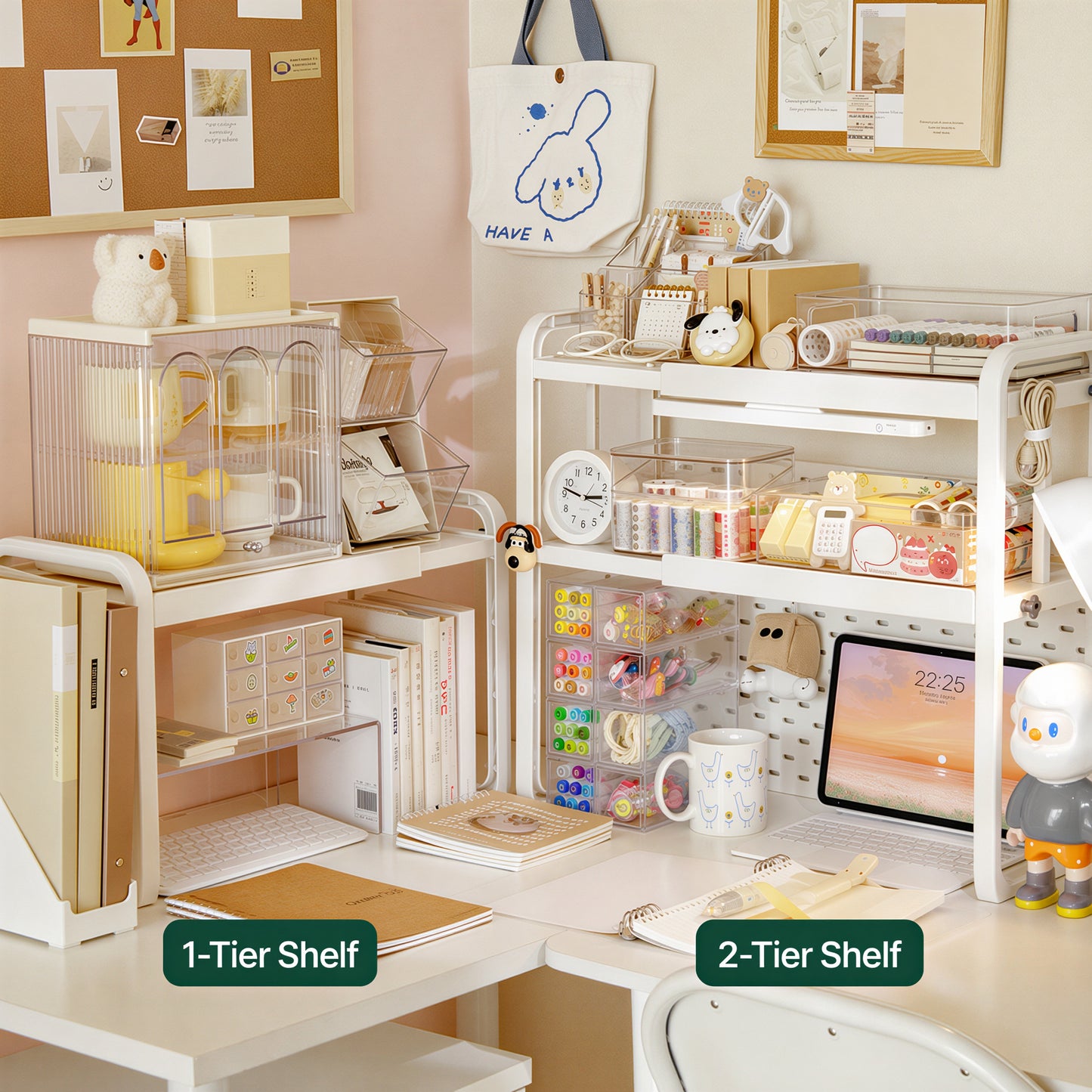 Adjustable Desk Storage Shelf (2-Tier)