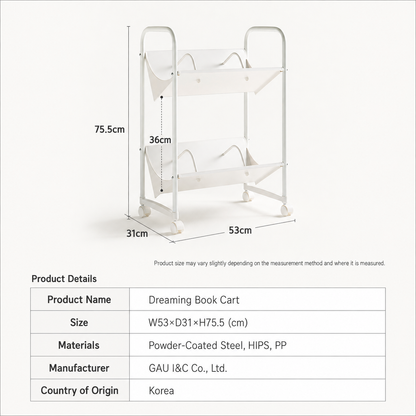 Dreaming 2-Tier Rolling Book Cart