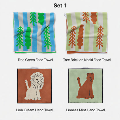 Warmgrey Tail Face & Hand Towel Gift Set (4-Piece)