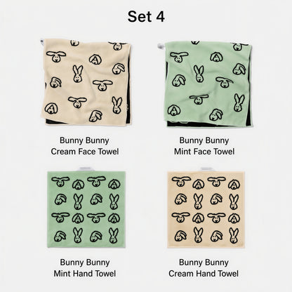 Warmgrey Tail Face & Hand Towel Gift Set (4-Piece)