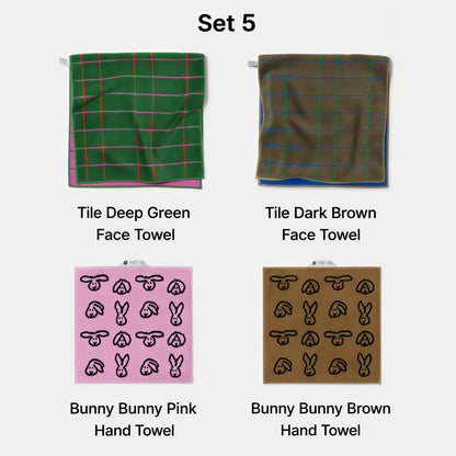 Warmgrey Tail Face & Hand Towel Gift Set (4-Piece)
