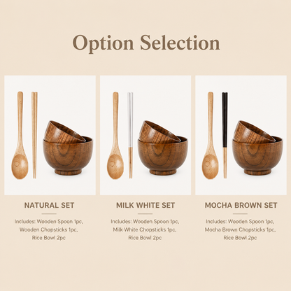 Natural Wood Tableware Set (4-Piece)