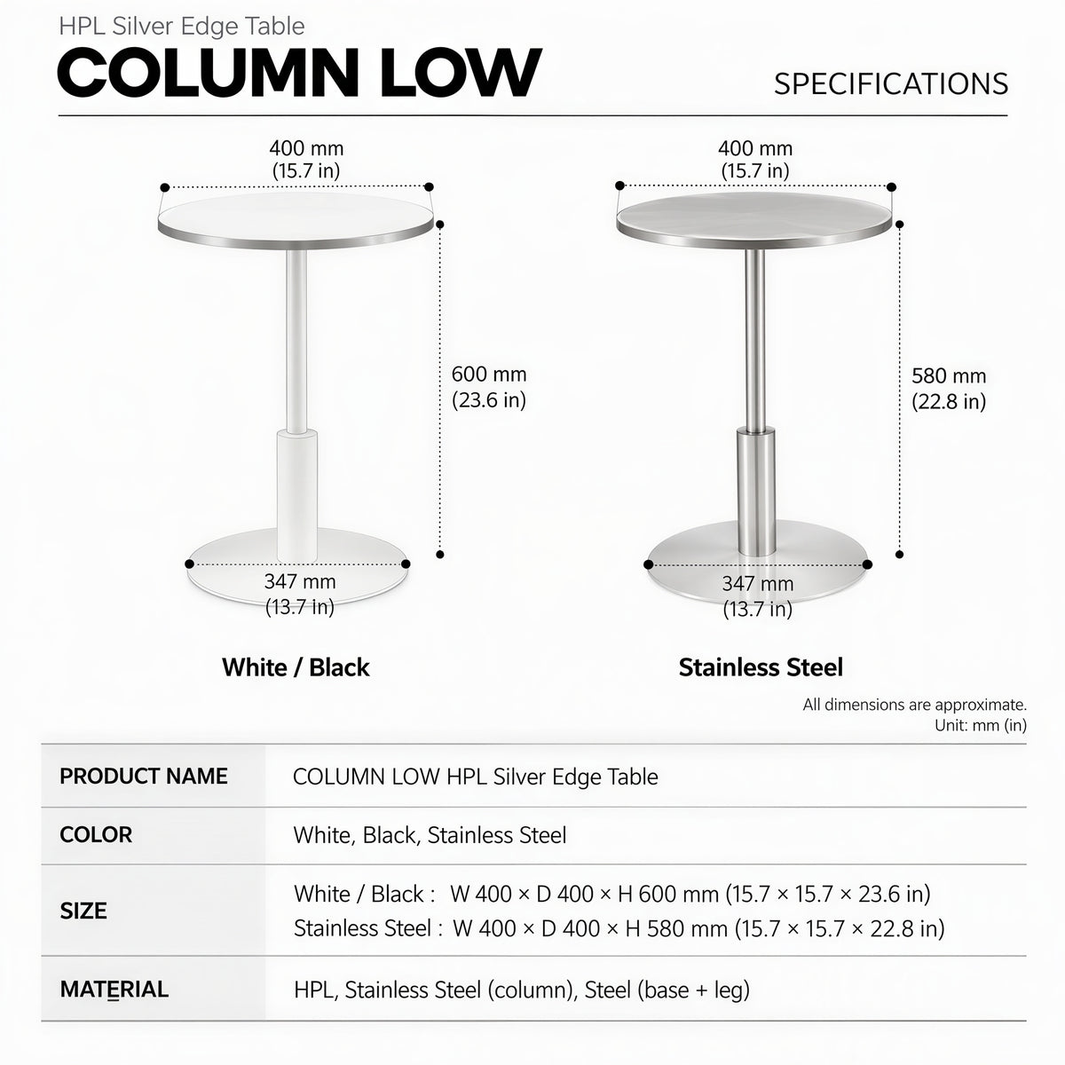 Stainless Pedestal Side Table