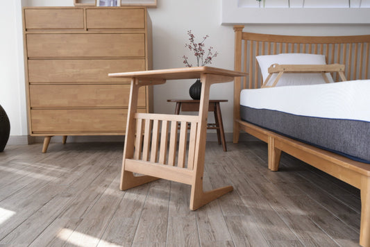 Wooden Side Table with Magazine Rack