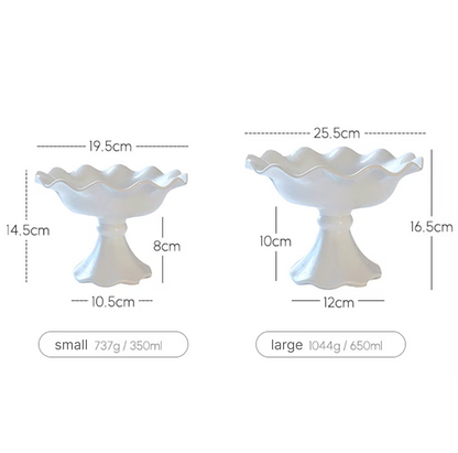 Fluted Ceramic Pedestal Tray