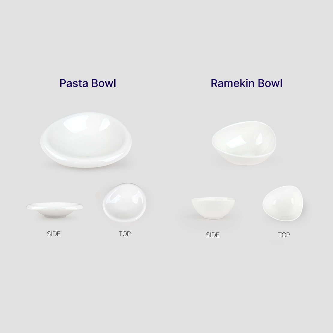 Pebble 4-Piece Pasta & Ramekin Bowl Set