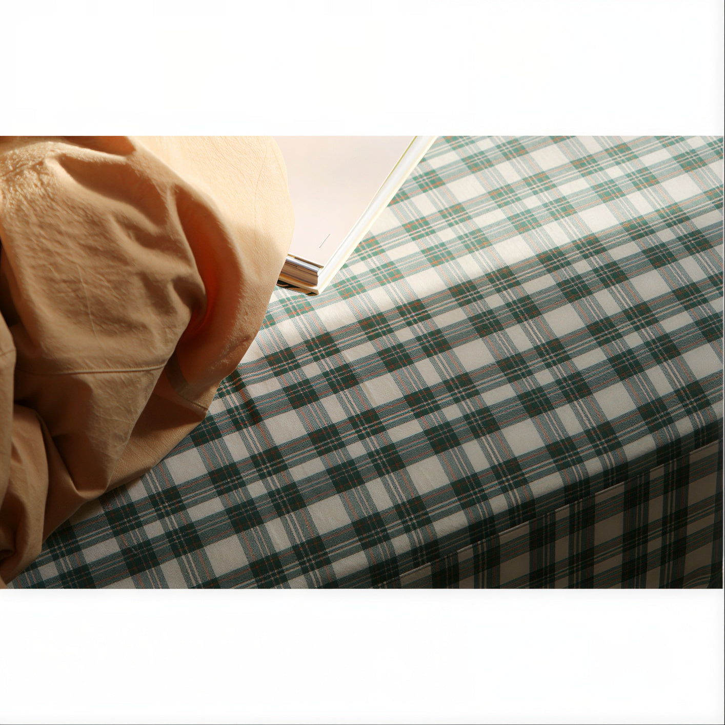 Vintage Check Cotton Mattress Fitted Sheet - detail view