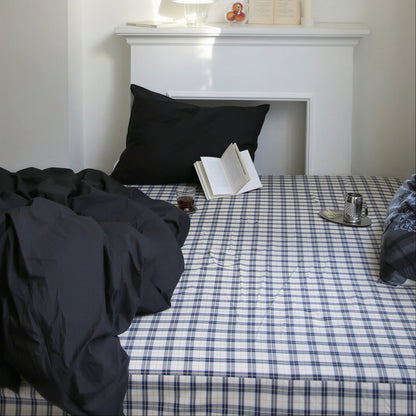 Vintage Check Cotton Mattress Fitted Sheet - close up