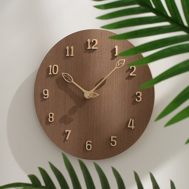 Wood Nature Leaf Wall Clock