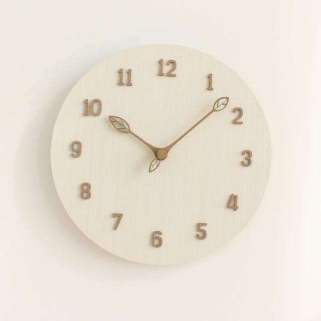 Wood Nature Leaf Wall Clock