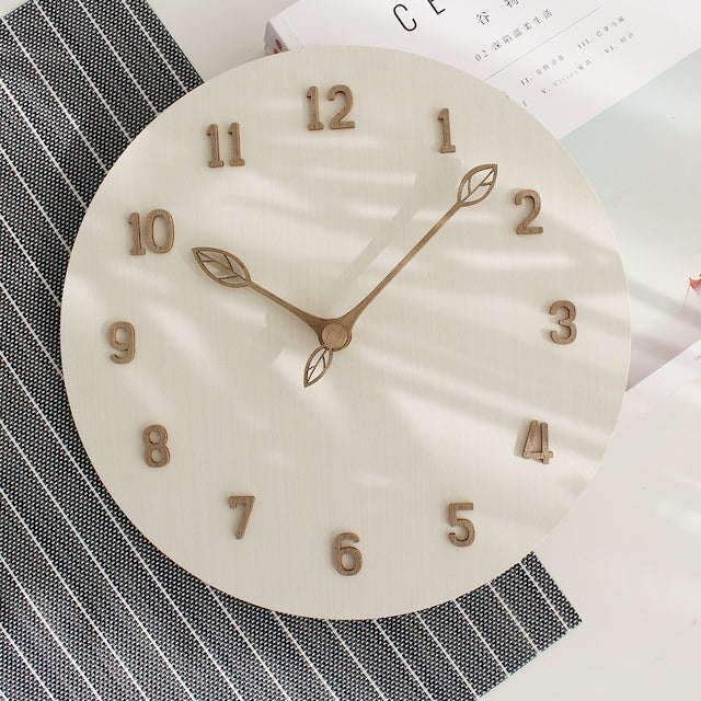 Wood Nature Leaf Wall Clock