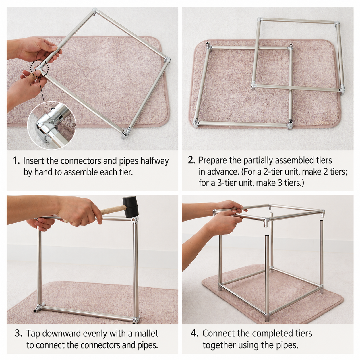 2 Tier Sqaure DIY Modular Storage Side Table