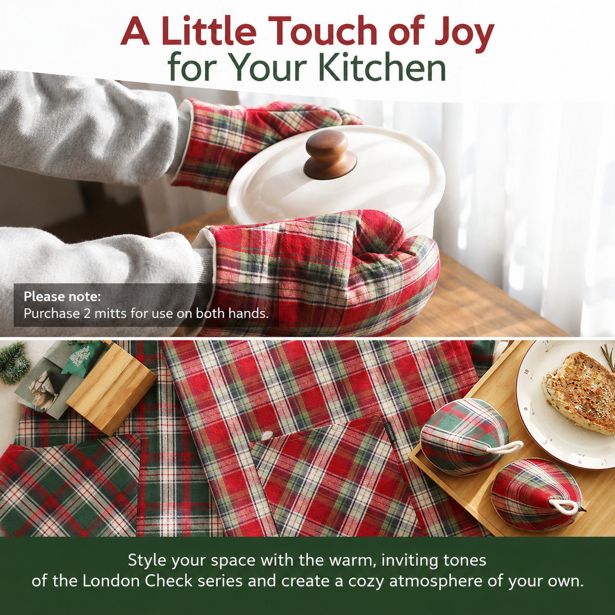 Classic Plaid Cotton Oven Mitt