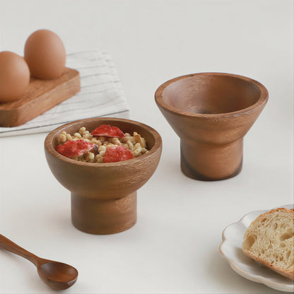 Acacia Wood Pedestal Bowl - detail view