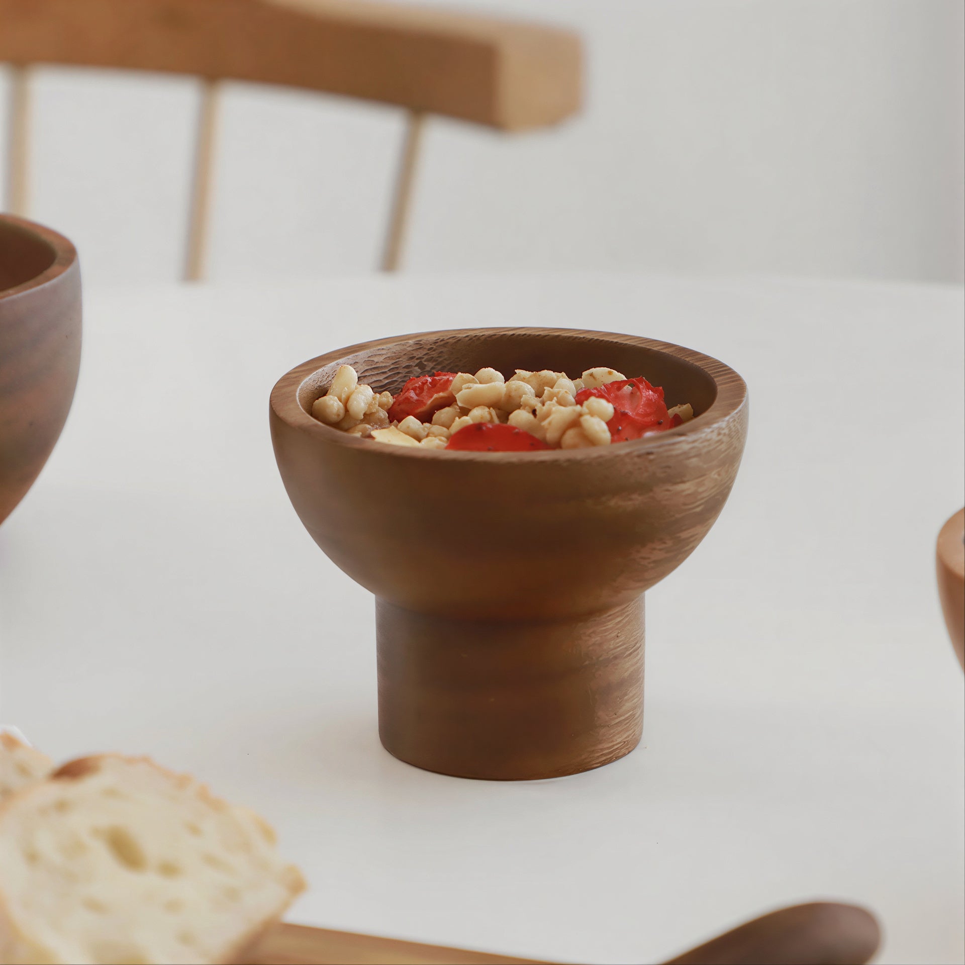 Acacia Wood Pedestal Bowl - lifestyle