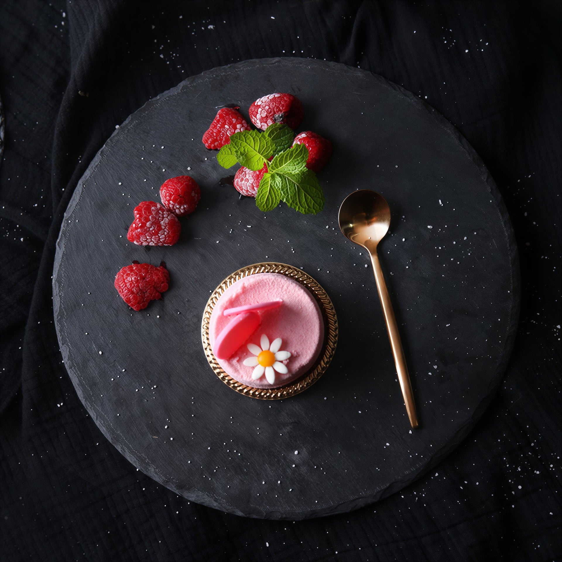 Belle Natural Slate Serving Plate – 8" - lifestyle