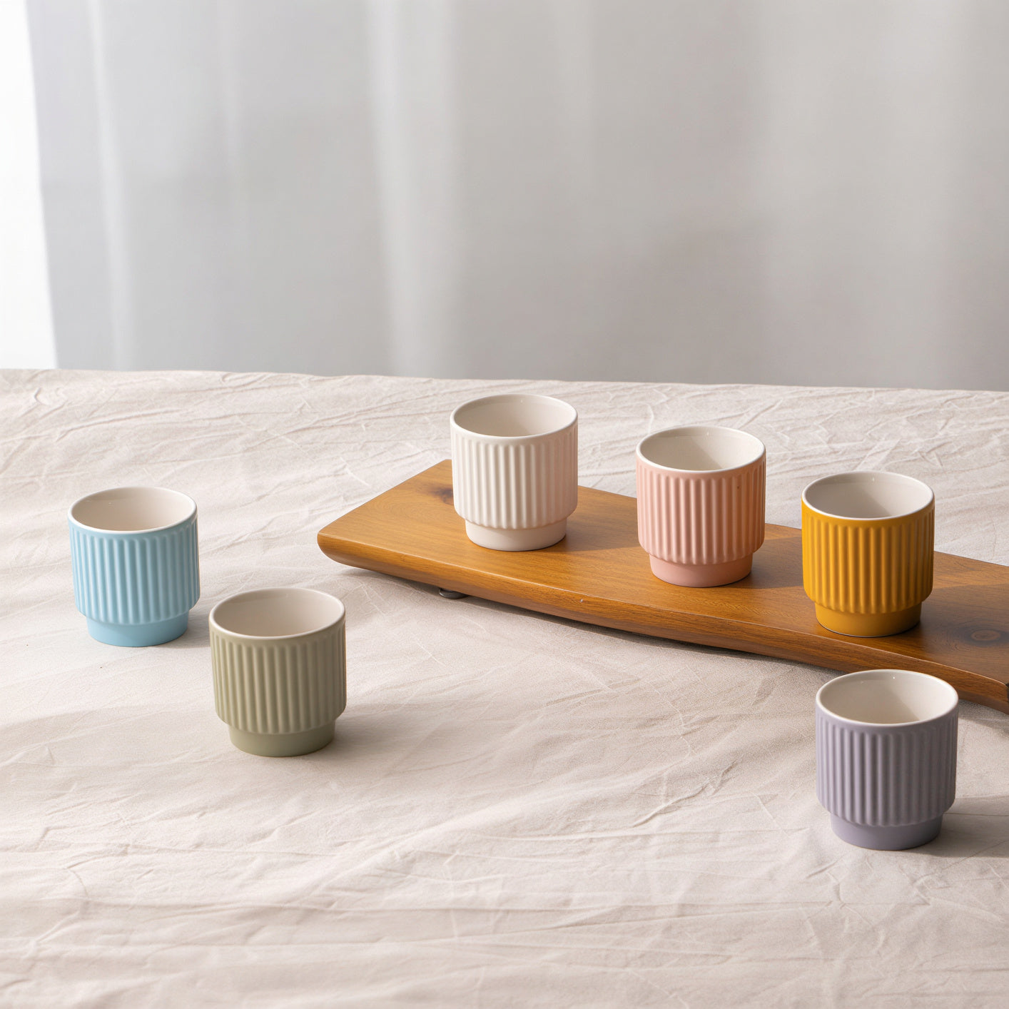 Ribbed Ceramic Soju Shot Glass