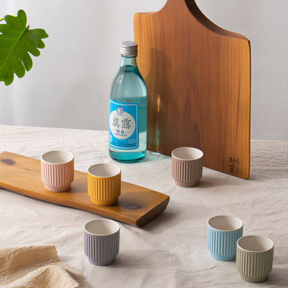 Ribbed Ceramic Soju Shot Glass