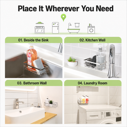 Smart Adhesive Stainless Steel Sink Sponge Holder