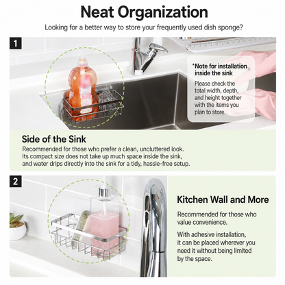 Smart Adhesive Stainless Steel Sink Sponge Holder