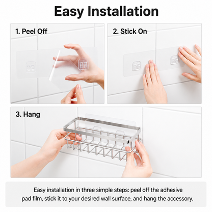 Smart Adhesive Stainless Steel Sink Sponge Holder