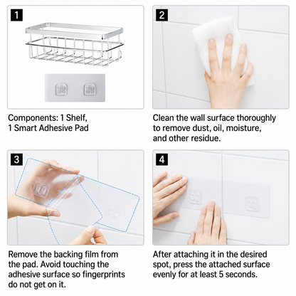 Smart Adhesive Stainless Steel Sink Sponge Holder