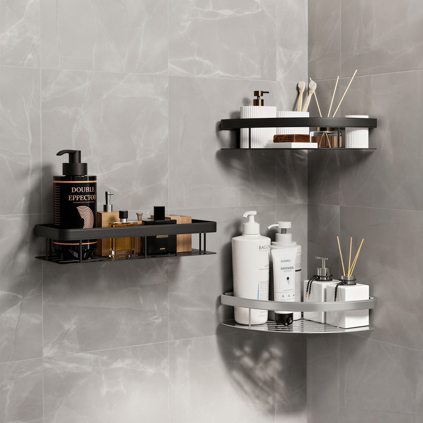 Screw-Lock No-Drill Bathroom Shelf
