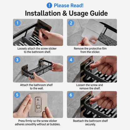 Screw-Lock No-Drill Bathroom Shelf