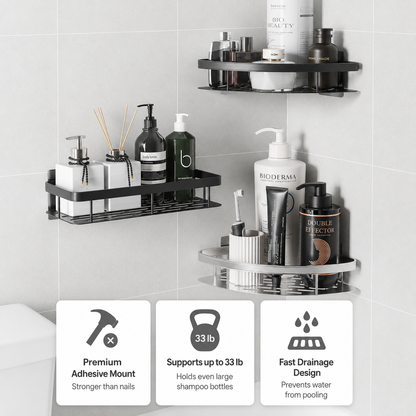 Screw-Lock No-Drill Bathroom Shelf
