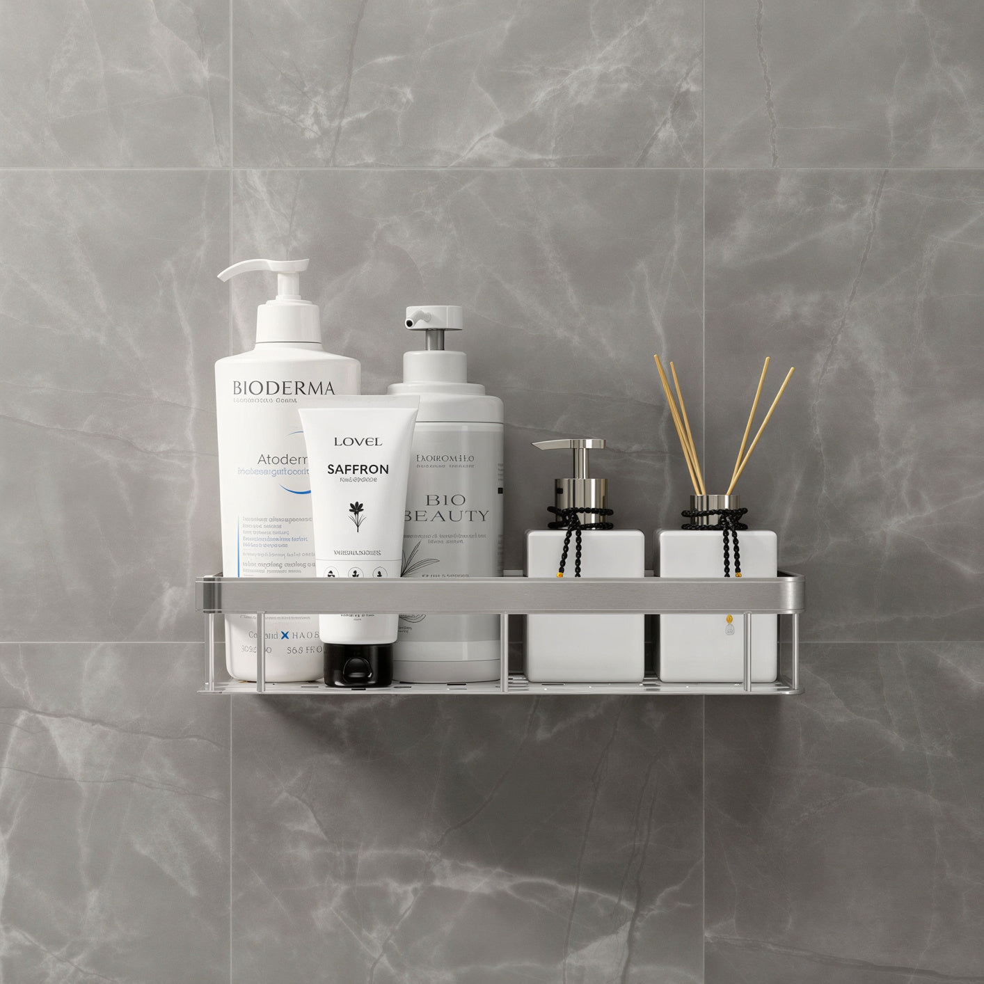 Screw-Lock No-Drill Bathroom Shelf