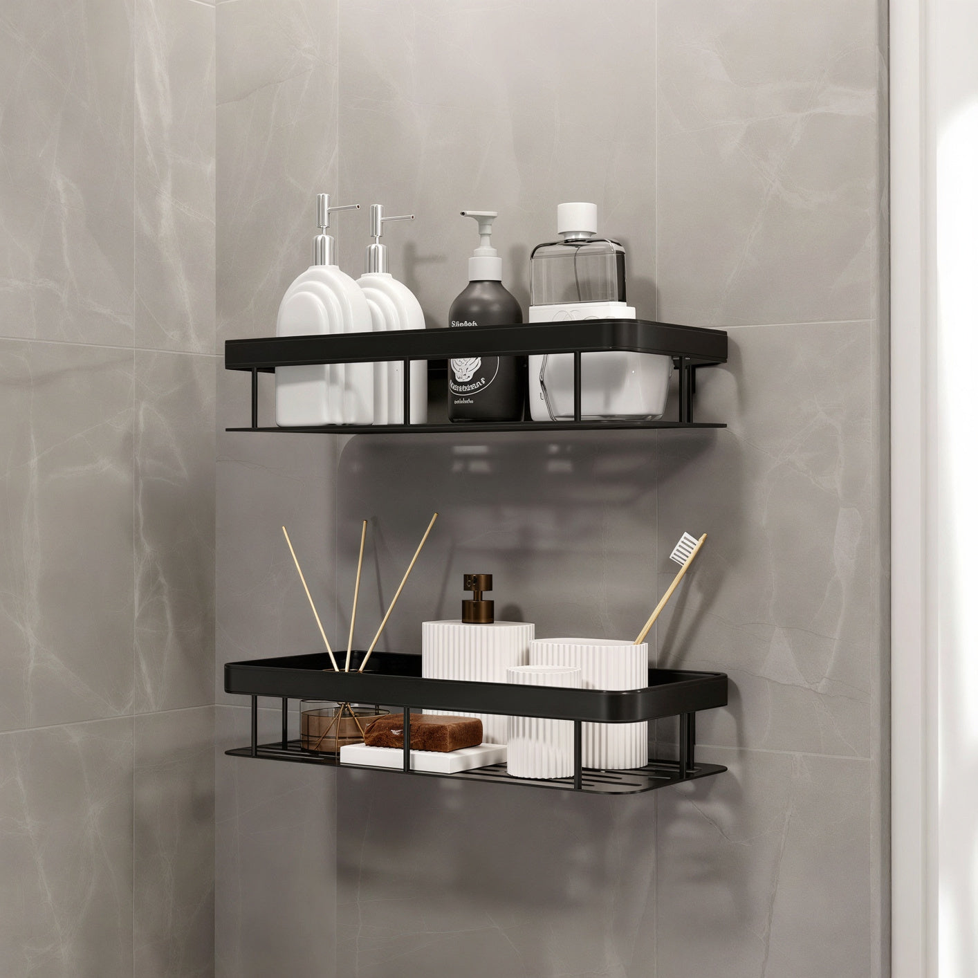 Screw-Lock No-Drill Bathroom Shelf