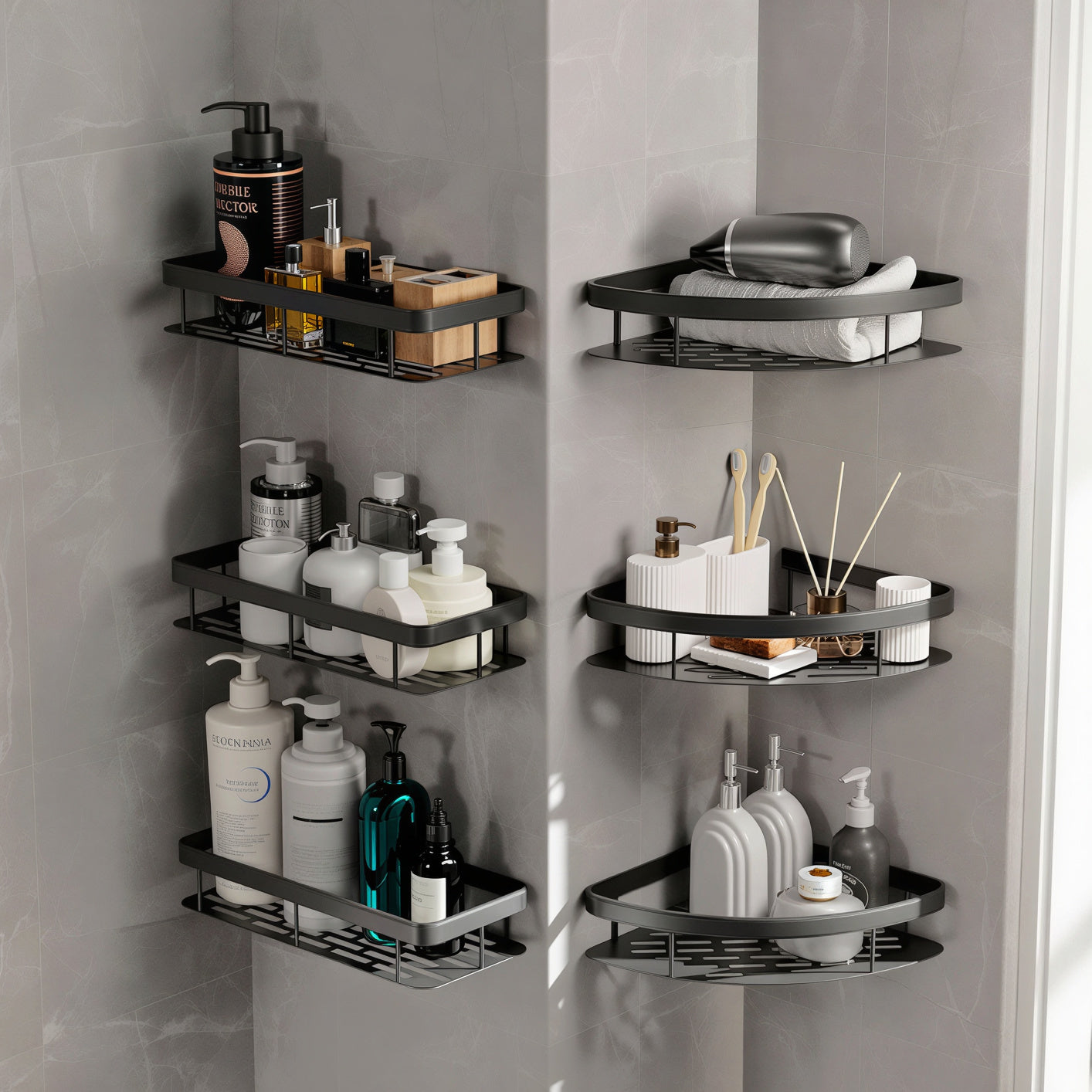 Screw-Lock No-Drill Bathroom Shelf