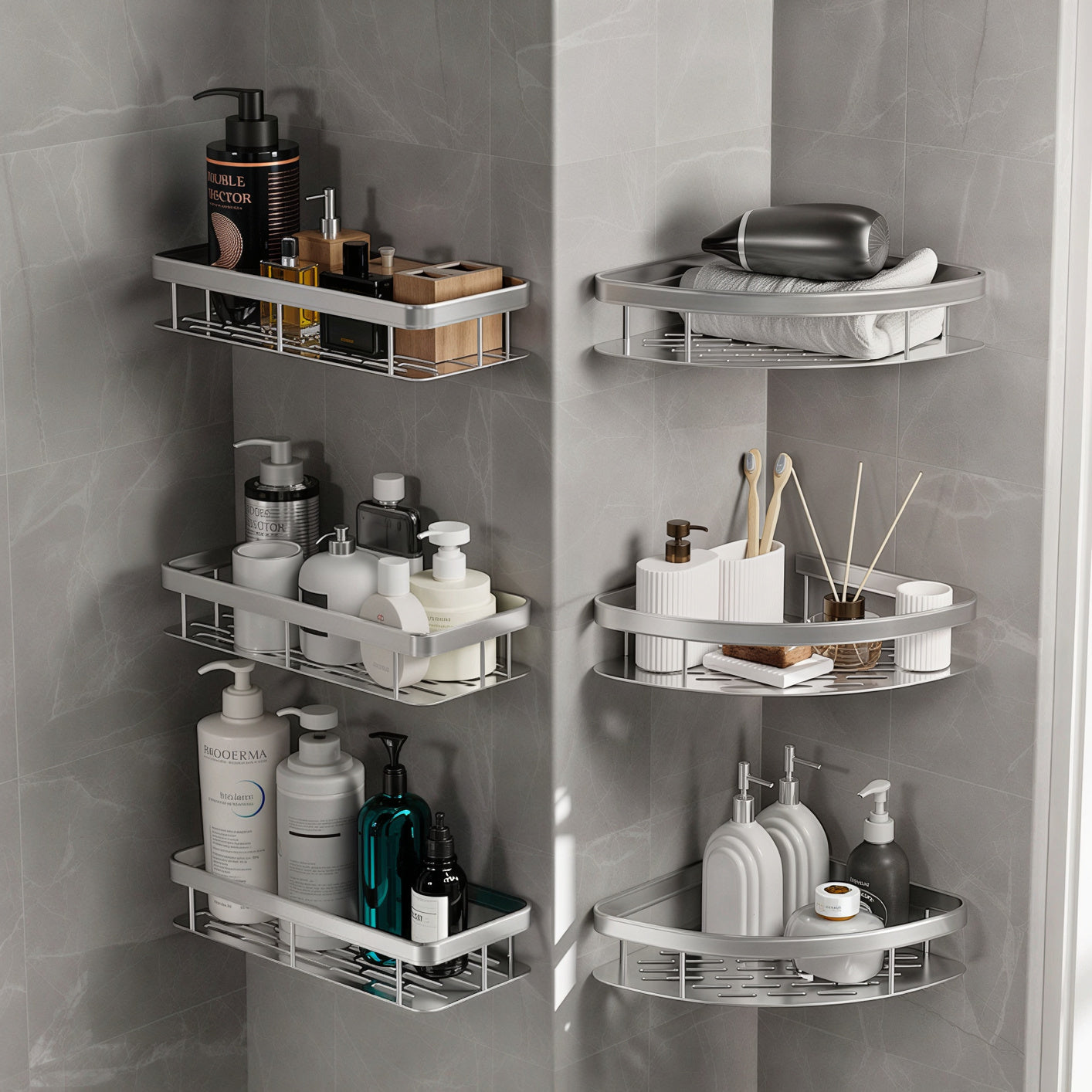 Screw-Lock No-Drill Bathroom Shelf