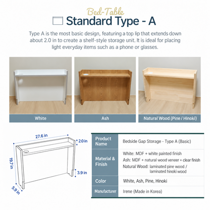 Velita Bedside Gap Side Table Storage Cabinet
