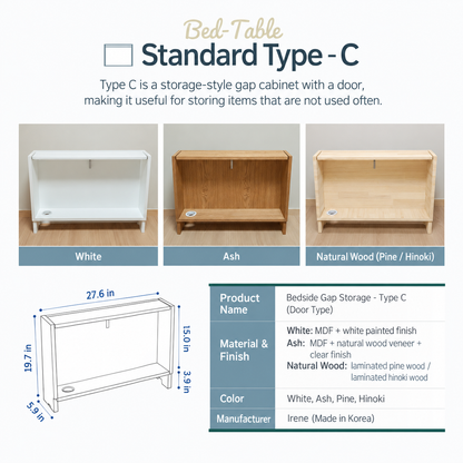 Velita Bedside Gap Side Table Storage Cabinet