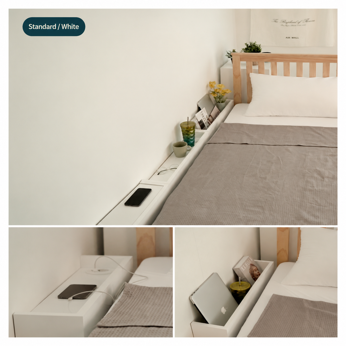 Velita Bedside Gap Side Table Storage Cabinet