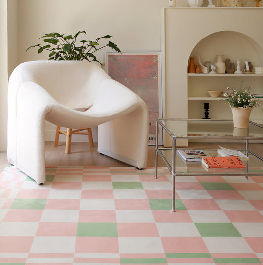 Green-pink Checkerboard Rug