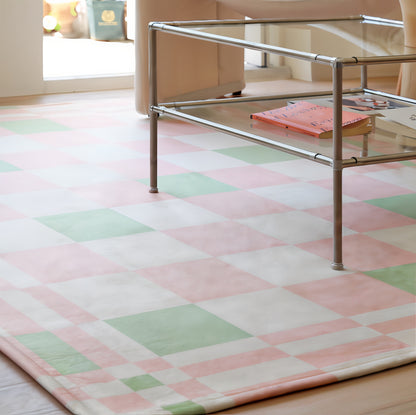 Green-pink Checkerboard Rug