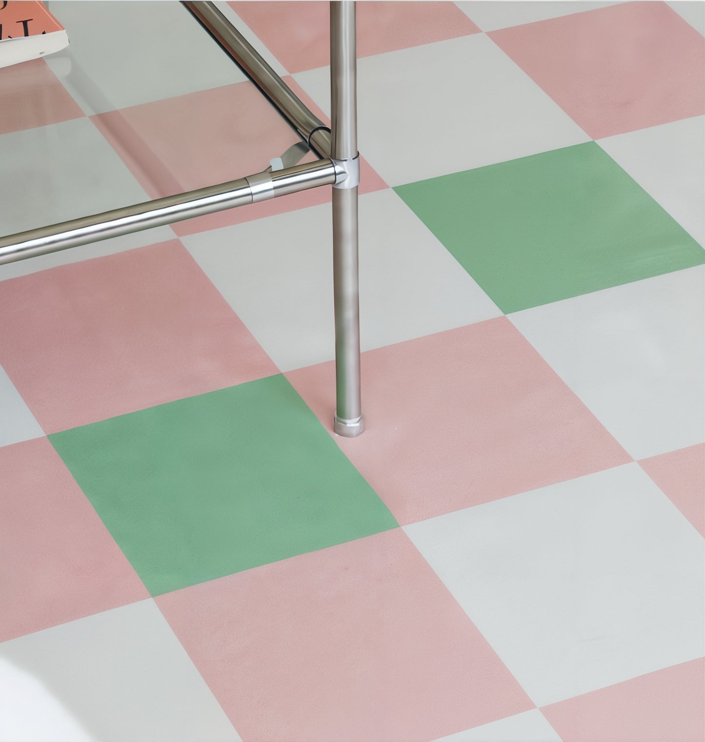 Green-pink Checkerboard Rug