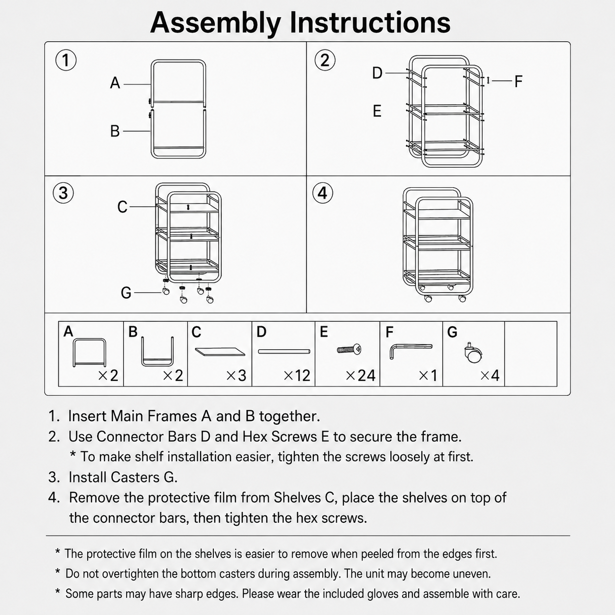 304 Stainless Steel Slim Utility Trolley