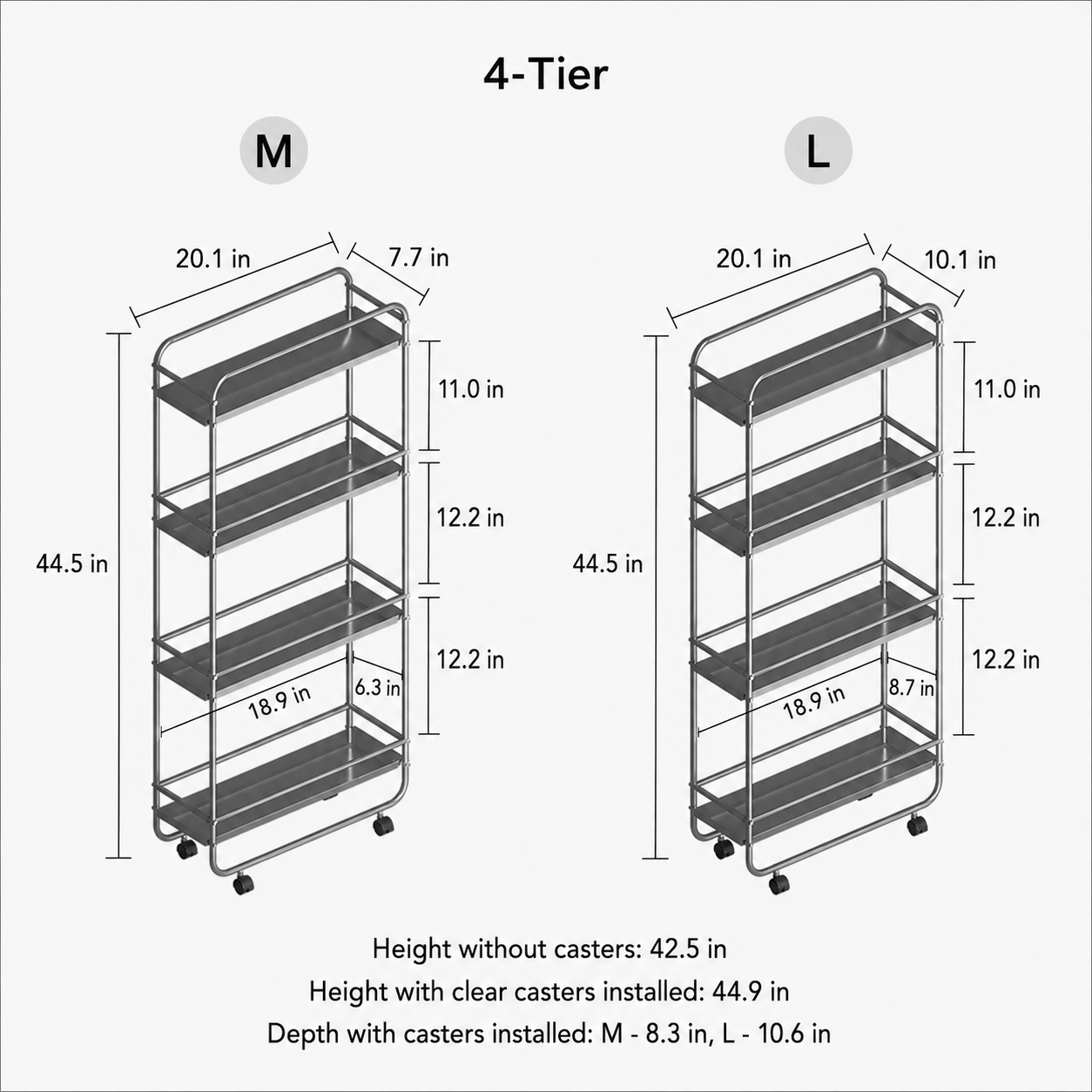 304 Stainless Steel Slim Utility Trolley