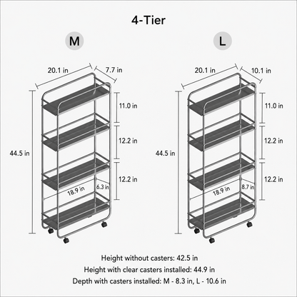 304 Stainless Steel Slim Utility Trolley