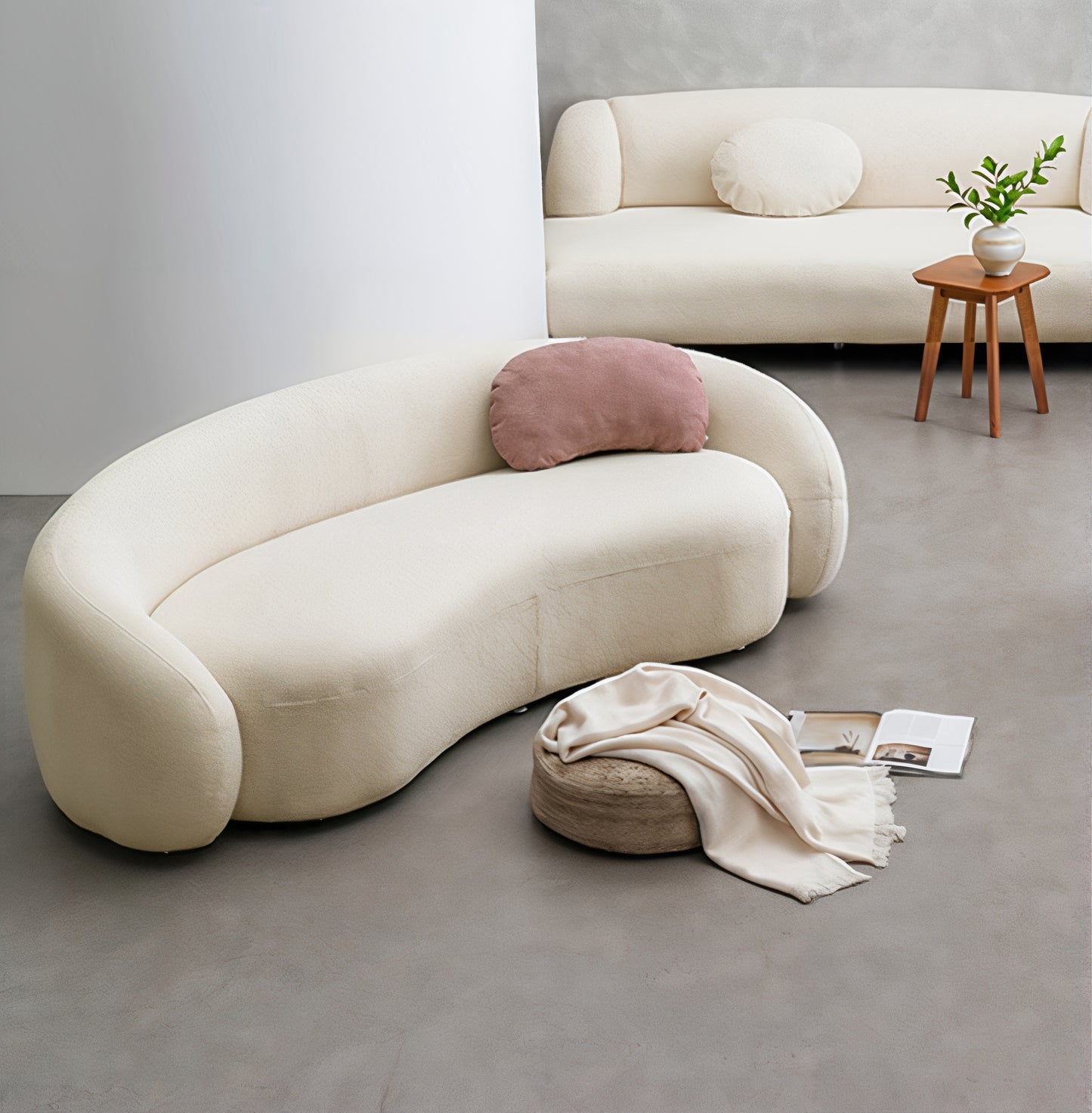 3-Seater Cream Bouclé Sofa
