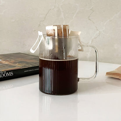 Selena Ribbed Glass Mug Set of 2 (14 oz)