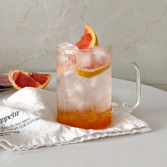 Selena Ribbed Glass Mug Set of 2 (14 oz)