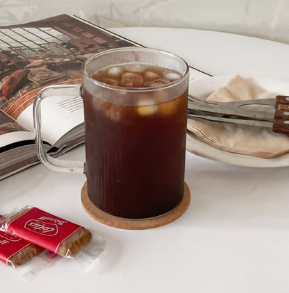 Selena Ribbed Glass Mug Set of 2 (14 oz)