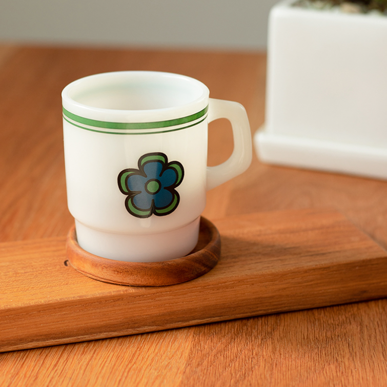 Syracuse Pattern Milk Glass Mug - close up
