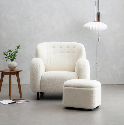 Bouclé Deep Seat Lounge Chair (With Ottoman)