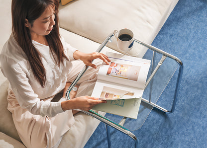 Glass C-Frame Side Table